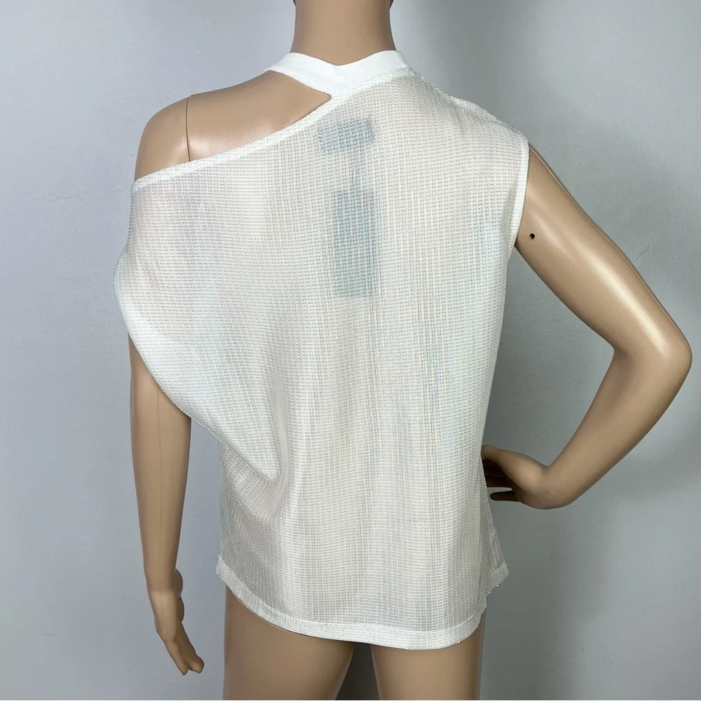 NEW RTA REVOLVE WHITE SHEER MESH T-SHIRT - Picture 8 of 10